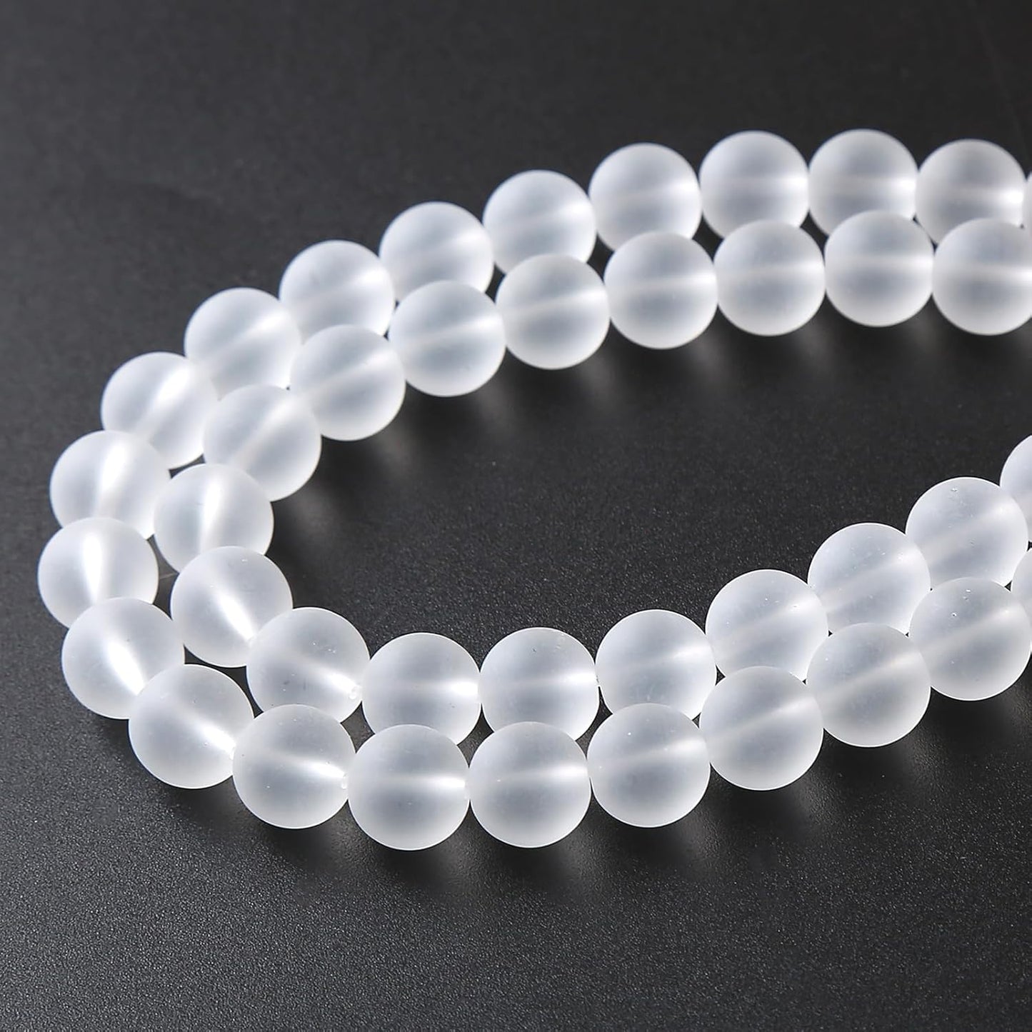 36pcs 10mm Frost White Crystal Glass Beads for Jewelry Making Round Loose Beads DIY Bracelets Necklaces Crystal Energy Healing Stone Beads 15" (10mm, Frost White Glass)