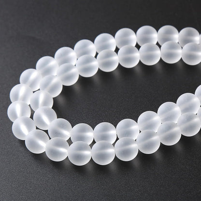 36pcs 10mm Frost White Crystal Glass Beads for Jewelry Making Round Loose Beads DIY Bracelets Necklaces Crystal Energy Healing Stone Beads 15" (10mm, Frost White Glass)