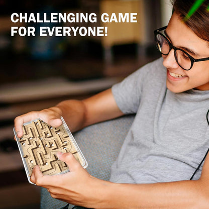 Handheld Fidget Puzzle Game for Kids and Adults - Challenging Wooden Labyrinth Marble Maze for Teen Boys - Fun Brain Teaser Puzzle Fidget Toys for Travel Stocking Stuffer Party Favor for Kids Ages 8+