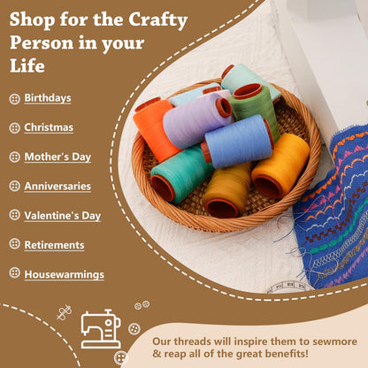 42 Colors Sewing Thread Kit All Purpose Polyester Thread Assorted Colors for Sewing Machine and Hand Stitching Use - 800 Yards per Spool