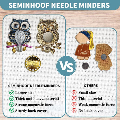 Magnetic Needle Minder Magnet Embroidery Accessories and Supplies Embroidery Needle Holder Cross Stitch Holder Needlework Supplies (Cardinal) (owl)