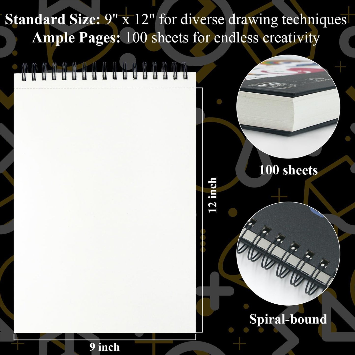 Sketch Book for Kids, 9" x 12" Kid Sketchbook, 100 Sheets (73lb/120gsm) Drawing Paper for Kids, Spiral Sketch Pad for Kid, Art Supplies for Classroom Must Haves. - Crafty Corner