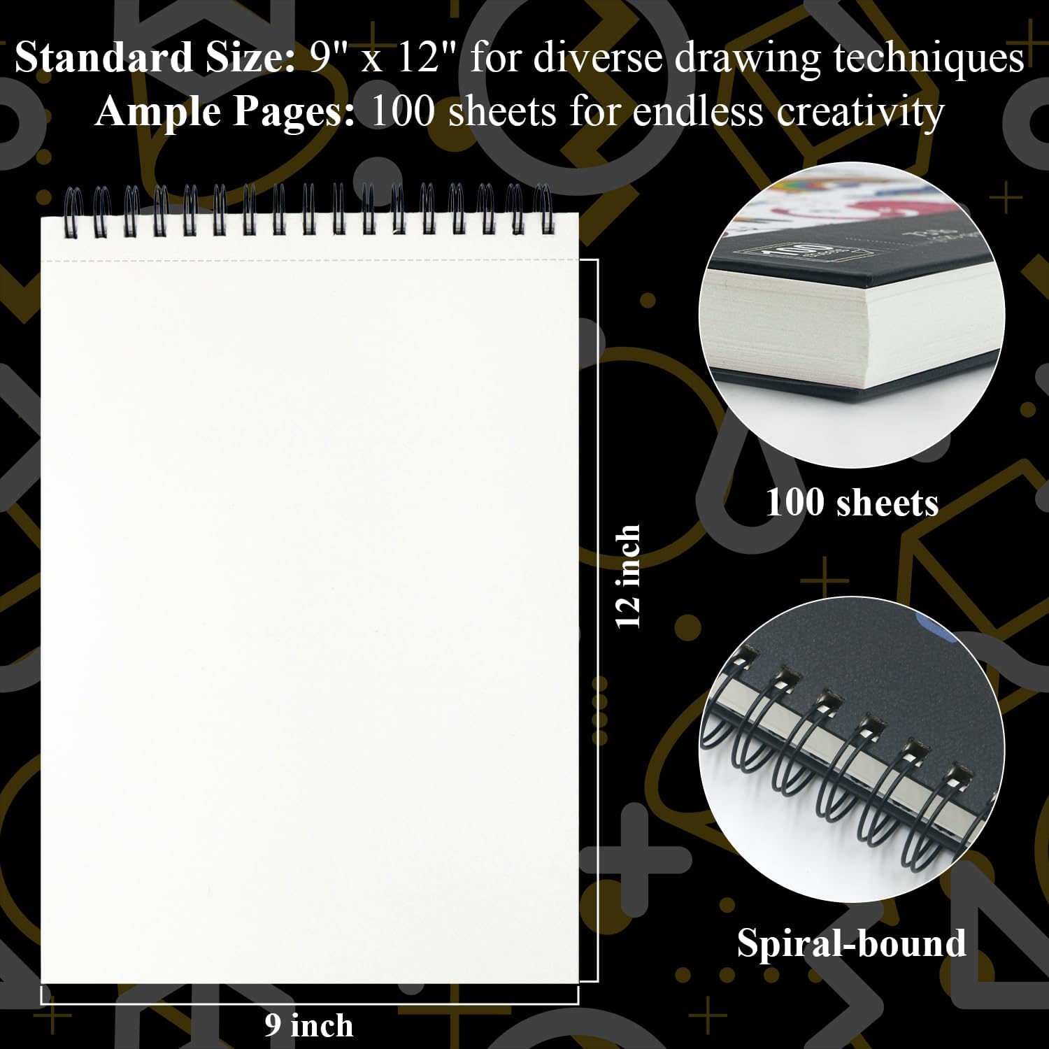 Sketch Book for Kids, 9" x 12" Kid Sketchbook, 100 Sheets (73lb/120gsm) Drawing Paper for Kids, Spiral Sketch Pad for Kid, Art Supplies for Classroom Must Haves. - Crafty Corner