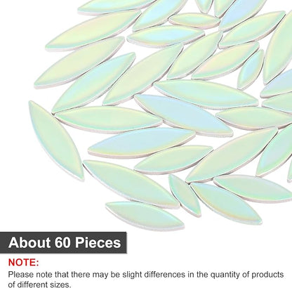 uxcell Ceramic Mosaic Tile, About 200g Teardrop Leaf Tile Mosaic Block for Handicrafts Artwork, Light Green/Blue