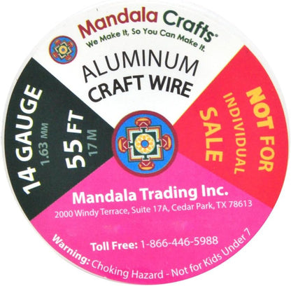 Mandala Crafts 14 Gauge Anodized Aluminum Craft Wire for Jewelry Making – 330 FT Colored Flexible Silver Copper Tone Wire - Bendable for Bonsai Armature Crafting Sculpting - Crafty Corner
