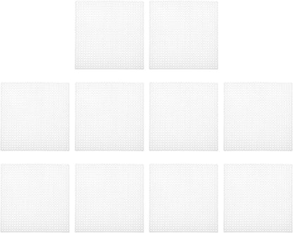 PATIKIL Plastic Mesh Canvas Sheets,10Pcs 4 x 4inch Cross Needlework Blank Yarn Crafting for Embroidery DIY Bookmarks Cup Mats, White, Square