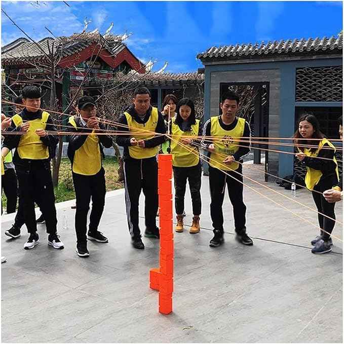 Team Building Block Tower Game, No-Assembly Team Tower Challenge Kit - Indoor/Outdoor Leadership Development Game(Yellow,10PCS)