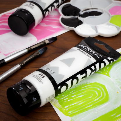 AUREUO White Acrylic Paint Set, 4 Fl Oz / 120ml 2 Tubes Set, Rich Pigment Art Craft Paints for Canvas, Rocks, Wood, Ceramic, Fabric