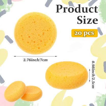 Qianyu 20PCS Pottery Sponges for Clay, Painting Sponge Elasticity Round Cleaning Sponge Soft Water Absorption Soap Sponges for Kitchen Ceramics Household Shoes Leather Care Artists