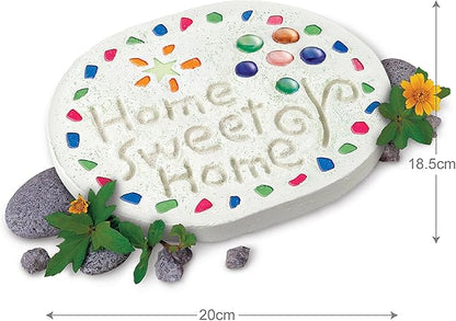 4M: Make Your Garden: Stepping Stone - DIY Ceramic Yard Decor Kit, All-in-1 Art & Craft Set, 7.5" Mold, Decorate W/Beads-Glitter-Stones, Kids Ages 8+