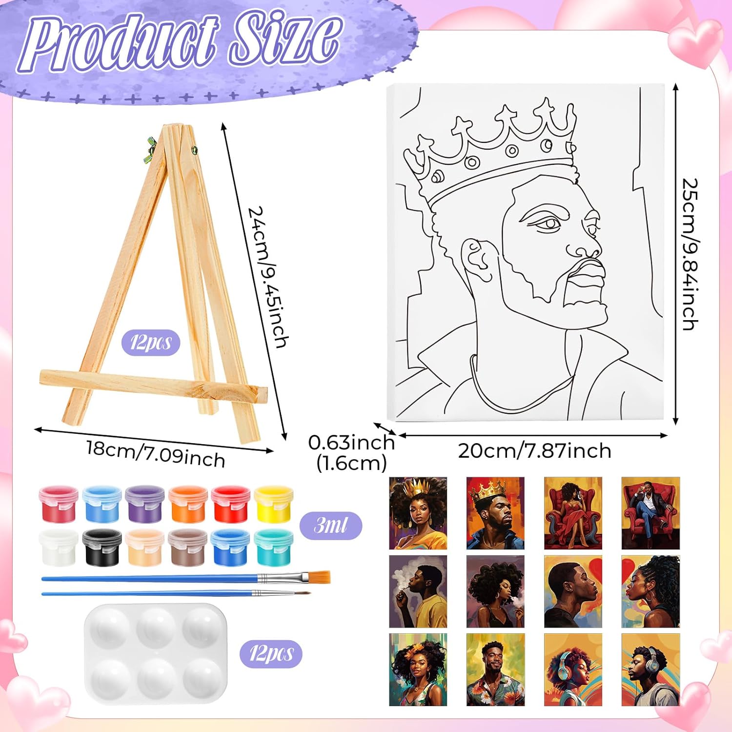 Zhanmai 12 Pack Pre Drawn Canvas for Painting Sip and Paint Kit 8" x 10" Paint Party Set Canvas Painting Pre Printed Canvases for Party Favor DIY Virtual Adult's Date Night(Fashionable Couple) - Crafty Corner
