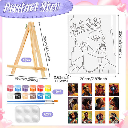 Zhanmai 12 Pack Pre Drawn Canvas for Painting Sip and Paint Kit 8" x 10" Paint Party Set Canvas Painting Pre Printed Canvases for Party Favor DIY Virtual Adult's Date Night(Fashionable Couple) - Crafty Corner