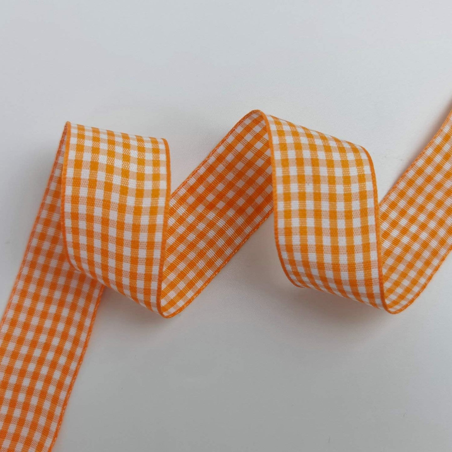 Micomon Orange Gingham Plaid Checked Ribbon 25 Yard Each Roll 100% Polyester (1", Orange) - Crafty Corner