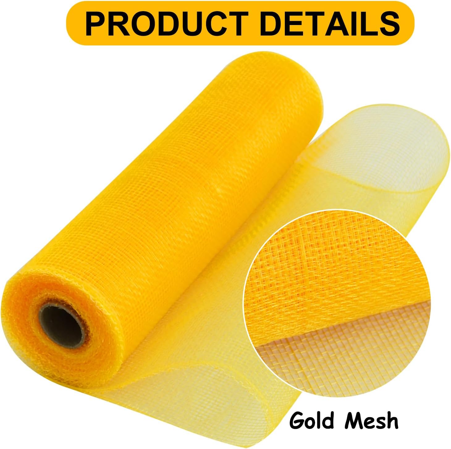 TONIFUL 2 Rolls 10 Inch Yellow Decorative Mesh Ribbbon Rolls, Fabric Mesh for Mesh Wreath Supplies, Front Door Wreath Crafts Tree Decor Christmas NewYears Halloween Decoration (10 yds/roll) - Crafty Corner