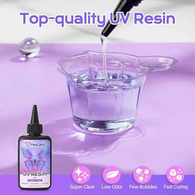 100g UV Resin kit -Super Clear, Hard Premixed and Fast Curing for Jewelry Making, Mold DIY Craft Decoration, Coating