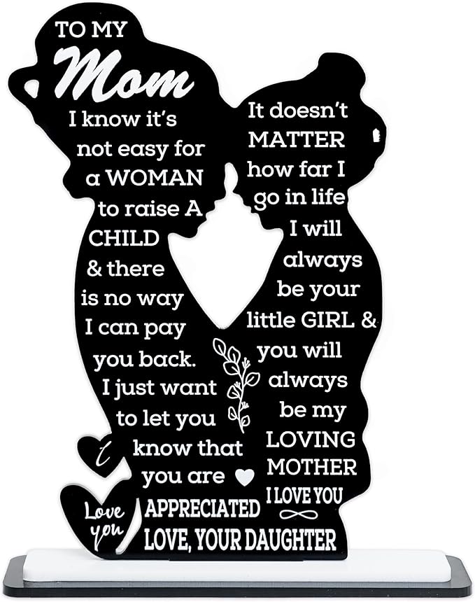 Mom Gift from Daughter Acrylic Plaque – Mother Daughter Gift, Mothers Day Gifts for Mom, Best Presents for Moms, Best mom Ever Gifts, Mothers Day Decor for Mother's Day