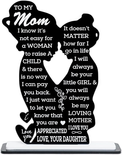 Mom Gift from Daughter Acrylic Plaque – Mother Daughter Gift, Mothers Day Gifts for Mom, Best Presents for Moms, Best mom Ever Gifts, Mothers Day Decor for Mother's Day