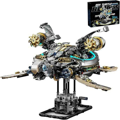 Mechanical Turtle Building Block with Hand-Crank Gear Motion, Steampunk＆Educational Construction Set for Adults Teens and Model Enthusiasts