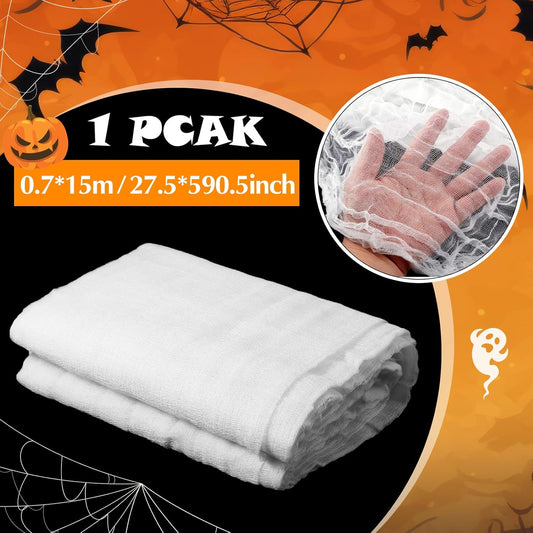 Boao Halloween Cheese cloth 29.92 x 590.55 Inch White Cheesecloth Roll for Crafts Large Cotton Muslin Gauze Fabric for Halloween Outdoor & Indoor Spooky Decoration