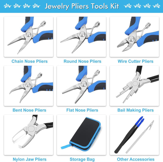 Toolour Jewelry Pliers Set Jeweler Making Tools Kit,Mini Craft Pliers Tool for Adults Beginner,Jewelry Making Supplies DIY Beading Hobby Crafting Wrapping Crimping Cutting Repair - Crafty Corner