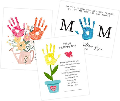 DIY Mothers Day Gifts from Kids Daughter, Pack 3 Mother’s Day Handprint Art Craft DIY Gift, Floral Bouquet Keepsake, Best Mom Ever Gifts, Meaningful Personalized Gift for Mom, Grandma from Daughter Son