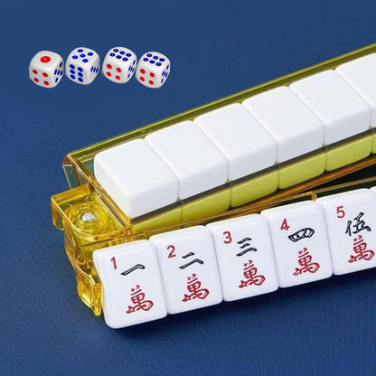 Mahjong All-in-One Tile Rack & Pusher, Clear Acrylic Mahjong Rack and Pusher Combo, Enhanced Mah Jongg Tile Holders Set of 4，Color，with 4 Dics