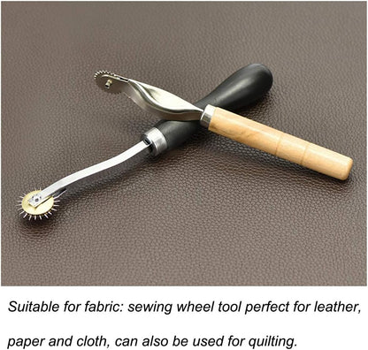 LUNARM 2 PCS Tracing Wheel - Professional Stitch Marking Spacer, 4mm and 2mm Leather Needle Point Tracing Wheel with Wooden Handle for Arts and Leather Crafts