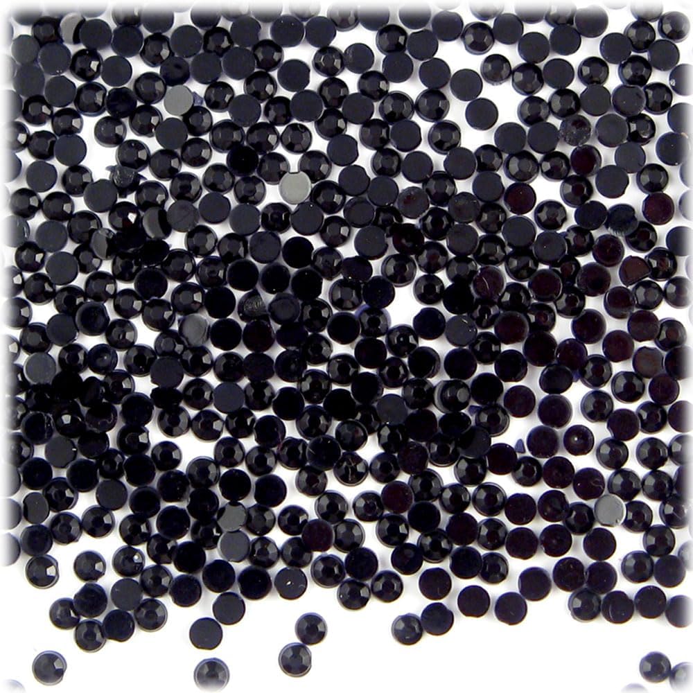 The Crafts Outlet 1,440pc Flatback Acrylic Rhinestones Round 3mm (10ss) Jet Black - Crafty Corner