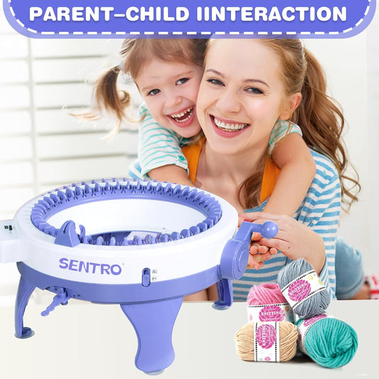 SENTRO Knitting Machines 48 Needles,Smart Knitting Crochet Machine, Knitting Crochet Machine with Row Counter,Weaving Loom Machine Kit for Adults,DIY Board Rotating Double Knit Kit