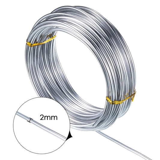TecUnite Aluminum Craft Wire for Sculpting Armature Bendable Craft Wire for DIY Jewelry Making (1 Roll,Silver,10 M x 2 mm)