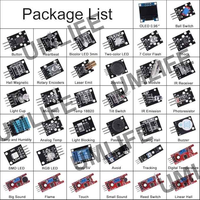 38 in 1 Sensor Module Kit Project Super Starter Kits for UNO R3 Mega2560 Mega328 Nano Raspberry Pi 3 2 Model B K62 37 in 1 Sensor Modules + 0.96‘’ 4PIN OLED Compatible for Arduino Raspberry