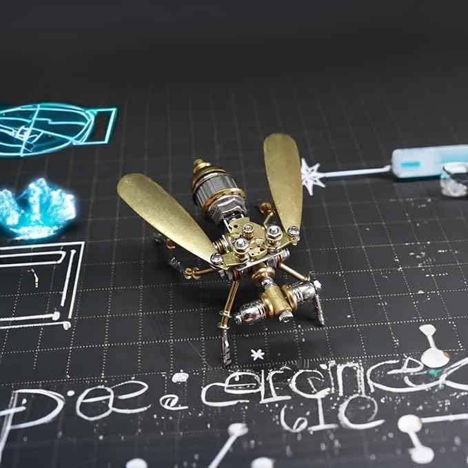 3D Steampunk Metal Fruit Fly Model Kit – DIY Mechanical Brass Insect Puzzle for Adults, Retro Collectible Assembly Craft, Unique Home Office Decoration Gift (Fruit Fly)