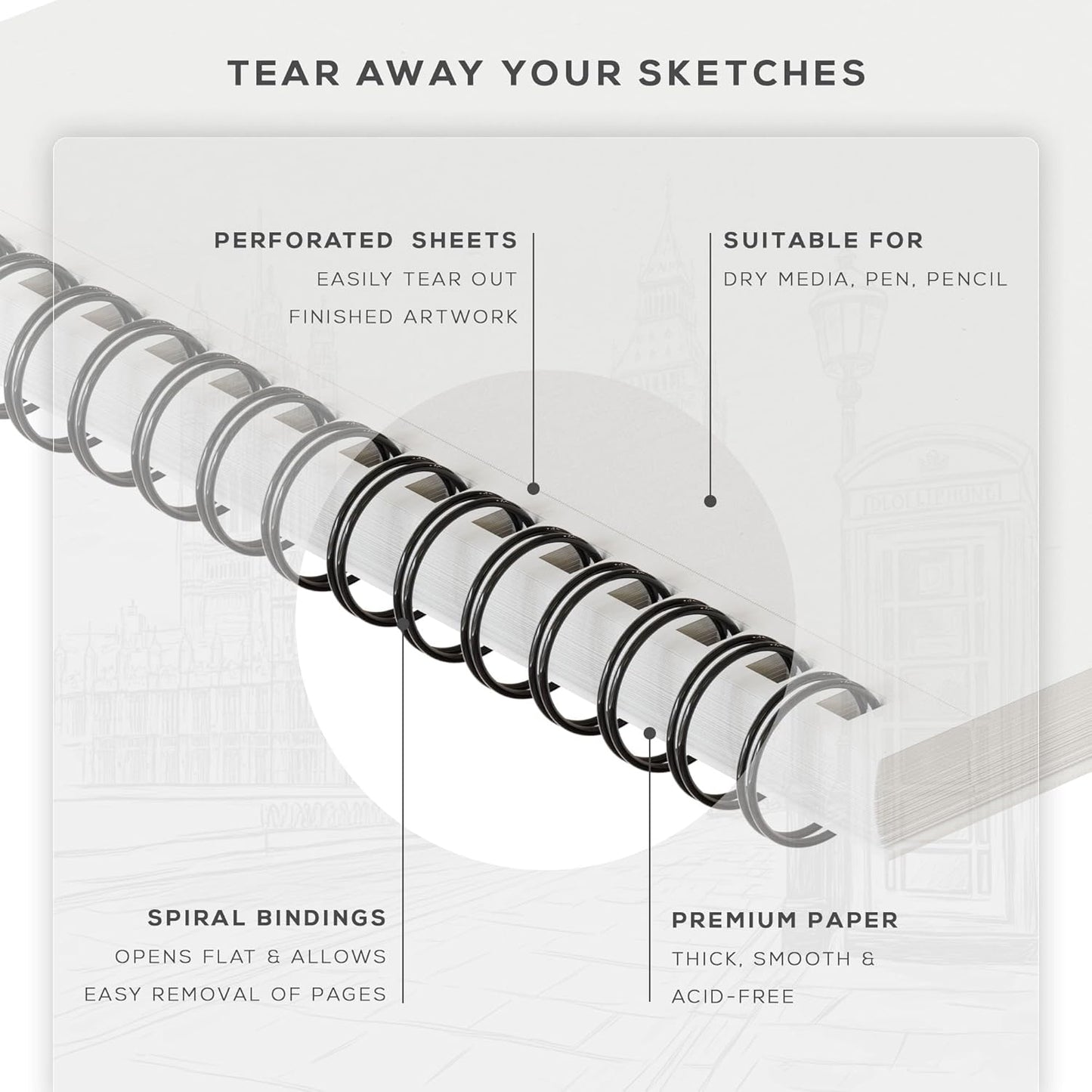 BEECHMORE BOOKS 9x12 Spiral Sketchbook – 140 GSM Acid-Free Paper, 100 Perforated Pages, A4 Art Sketch Pad for Drawing & Sketching, Artists, Adults - Crafty Corner