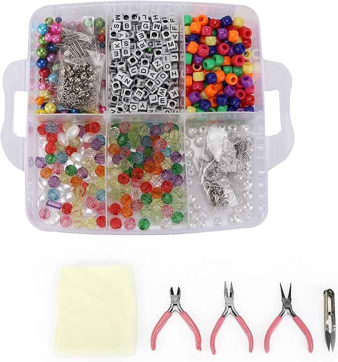 ChiweiJ 1170Pcs Jewelry Making Kit, Stainless Steel Beads and Wire DIY Bracelet Earring Accessories, Complete Jewelry Repairing Set with Storage Box, Multi Color Beads for Women Girls Craf