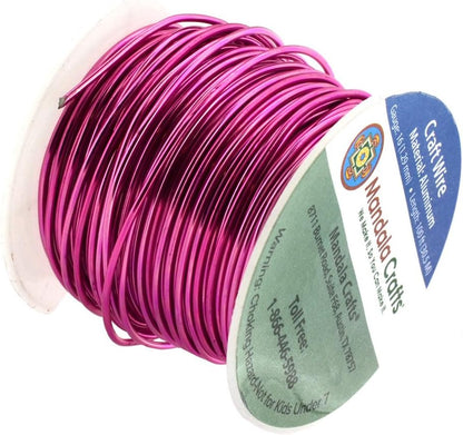 Mandala Crafts 16 Gauge Anodized Aluminum Craft Wire for Jewelry Making - 100 FT Colored Flexible Magenta Wire - Bendable for Bonsai Armature Crafting Sculpting - Crafty Corner