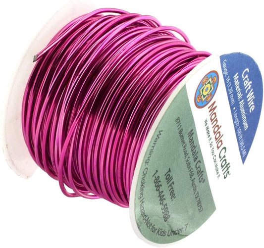 Mandala Crafts 16 Gauge Anodized Aluminum Craft Wire for Jewelry Making - 100 FT Colored Flexible Magenta Wire - Bendable for Bonsai Armature Crafting Sculpting - Crafty Corner