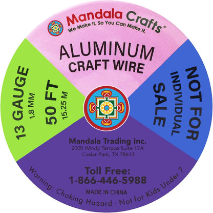 Mandala Crafts 13 Gauge Anodized Aluminum Craft Wire for Jewelry Making - 300 FT Colored Flexible Silver Copper True Blue Black Red Kelly Green Wire - Bendable for Bonsai Armature Crafting Sculpting - Crafty Corner