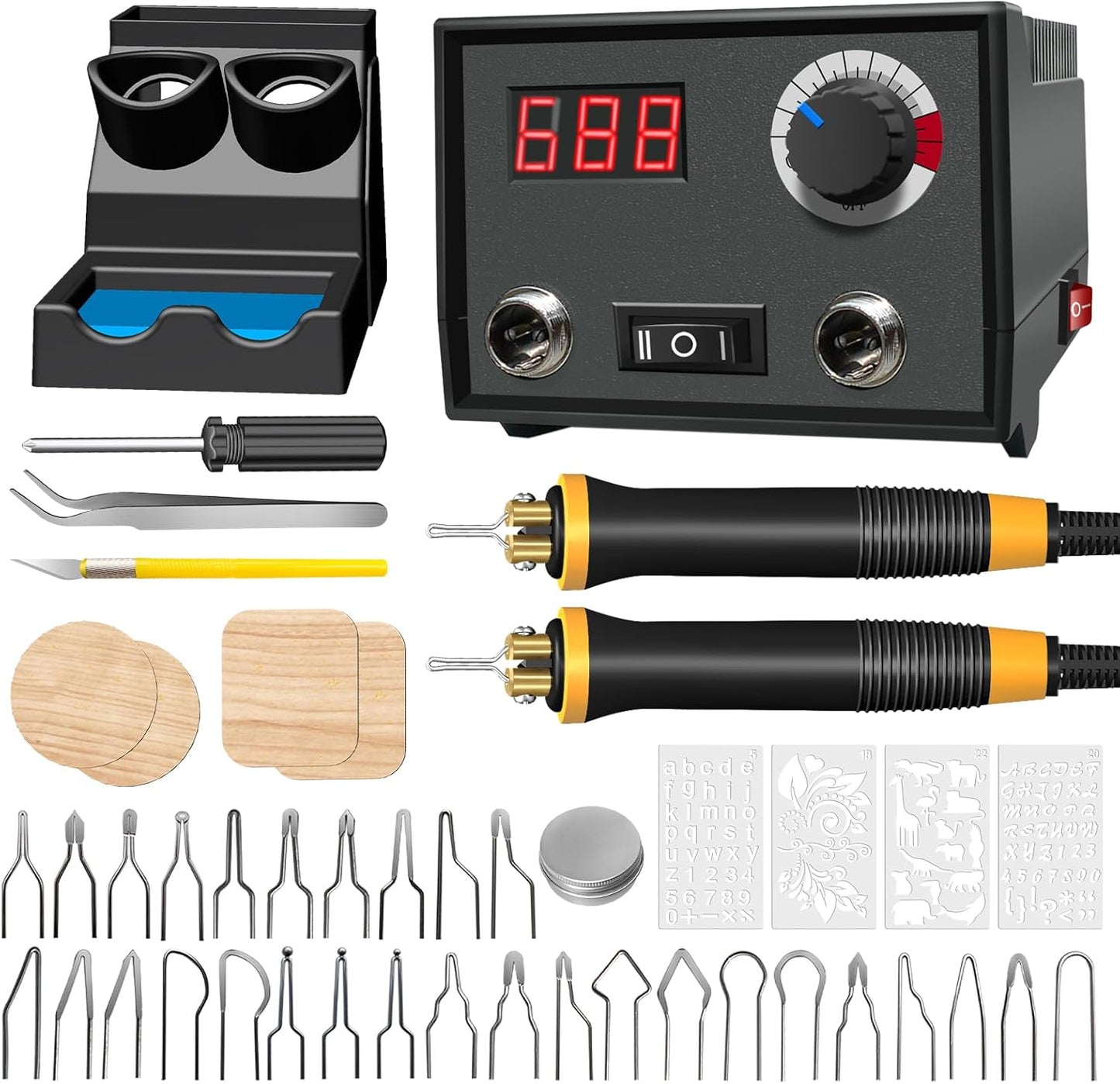 Wood Burning Tool, Wood Burner kit Pen 25~750℃, Wood Burning kit with Digital Thermometer Temperature Adjustable Temperature, 2 pyrographic Wood Burning pens, 30 Wood Burning Pen Tips - Crafty Corner