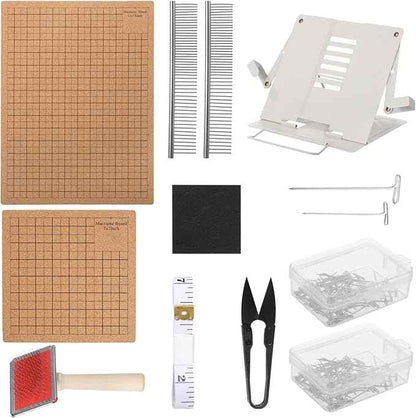 107 PCS Macrame Board Set, with 12x16/8x8 Inch Macrame Board Adjustable Holder with T Pins Double Sided Grids Bracelet Making Board with Brush Scissor Ruler Tools for Braiding Cording Creating (B)