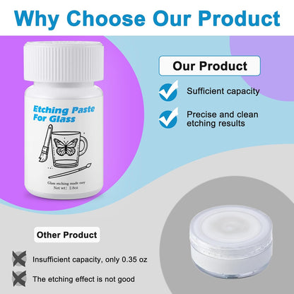 Glass Etch Starter Cream Kit for Intricate Designs Etching Art Cream(2.8 Oz) Etching Paste DIY Art Craft Supplies Create Permanently Stunning Etched Designs for Mirrors Windows Glass