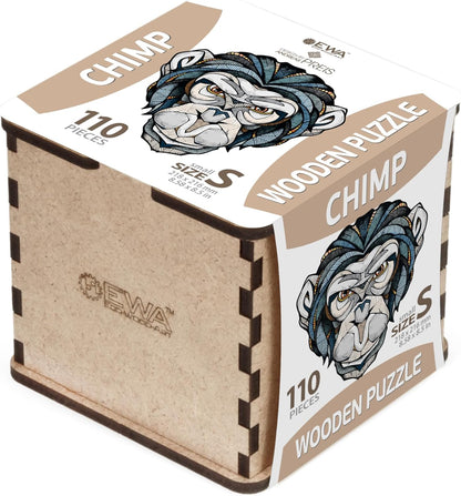 EWA Home Décor – Chimp (Chimpanzee) Small 110 Pieces – Wooden Jigsaw Puzzle for Adults – Perfect for Artistic Home Decoration and Mindful Relaxation