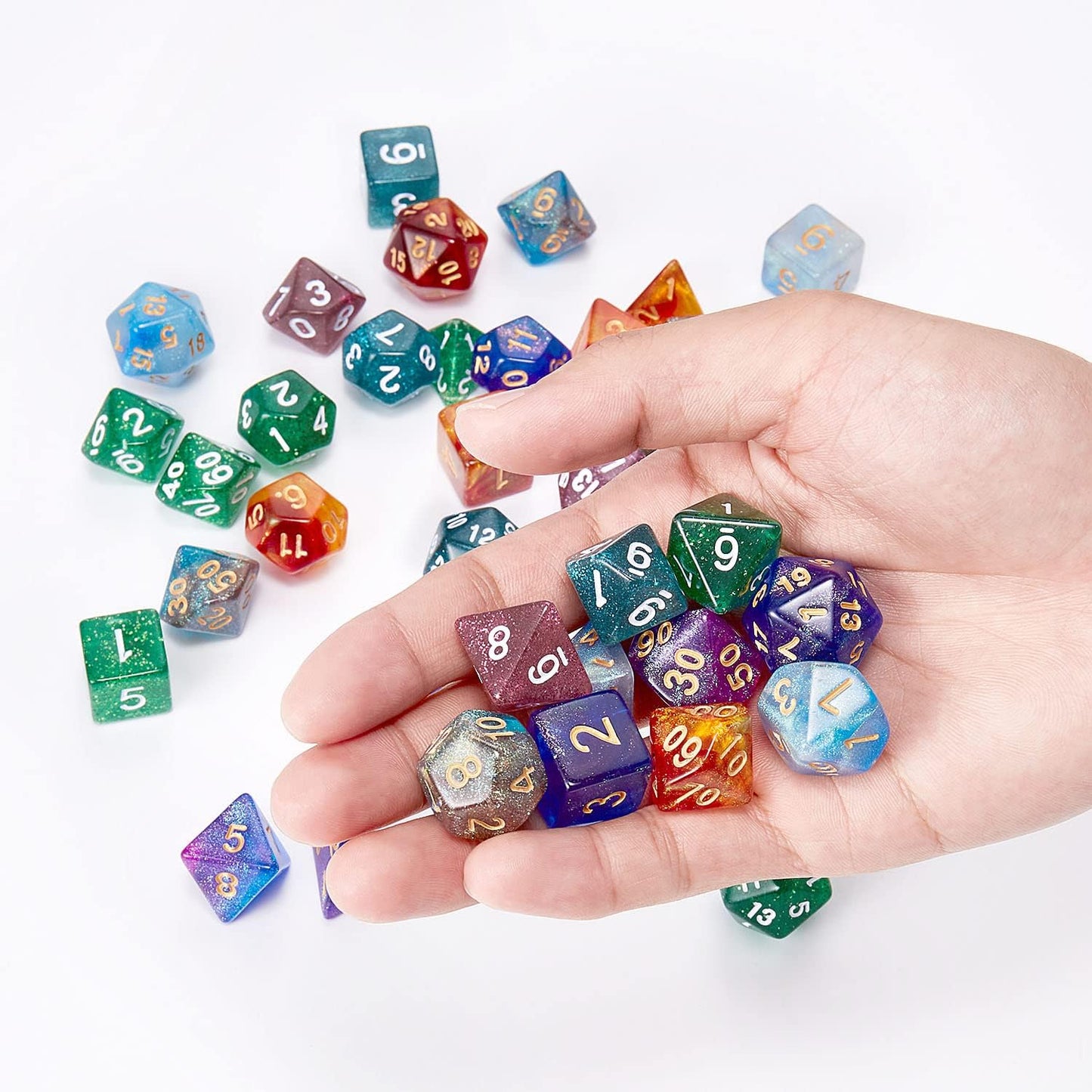 Coyeekn 7 x 7 DND Dice Set, (49 Pieces) Polyhedron Dice for Dungeons & Dragons RPG MTG DND Tabletop Game with 1 Pouch