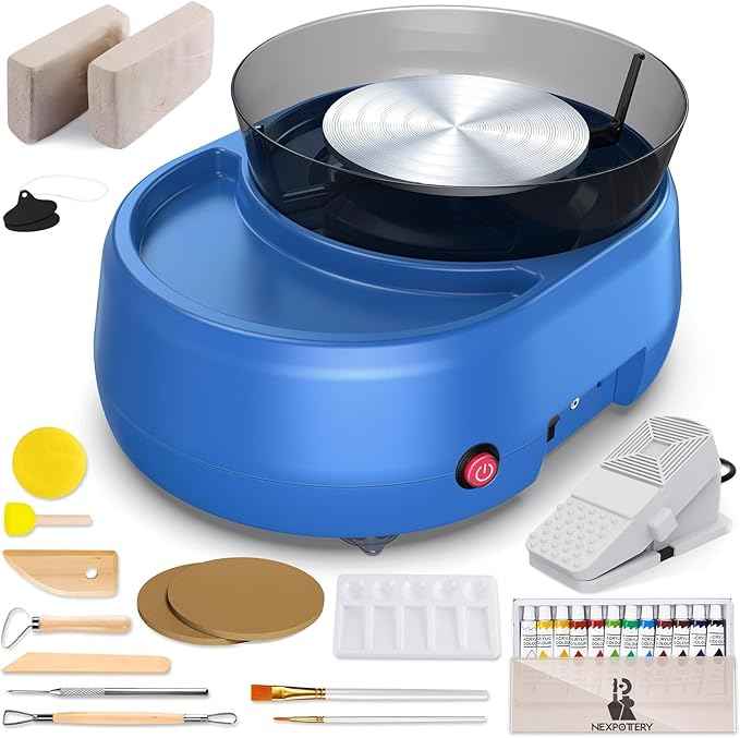 Pottery Wheel for Kids and Beginner - Upgraded Pottery Wheel with 6" Turntable with Two-Way Rotation, 2.2lb Clay, Art Supplies Sculpting Tools, Christmas Craft Gifts for Teens Kids Adults (Blue)