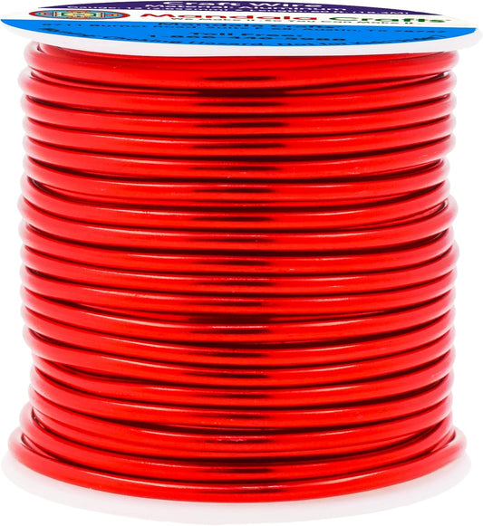 Mandala Crafts 12 Gauge Anodized Aluminum Craft Wire for Jewelry Making - 60 FT Colored Flexible Red Wire - Bendable for Bonsai Armature Crafting Sculpting - Crafty Corner