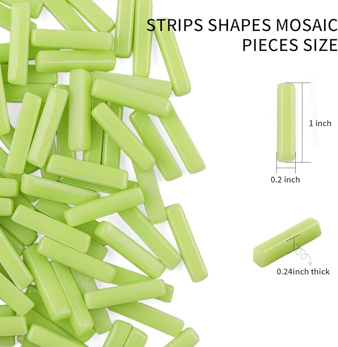 Youway Style Green Mosaic Tiles for Crafts Bulk,150g Strips Shapes Mosaic Glass Pieces for Crafts DIY Spring Mosaic Art Decor,Mosaic Kit Supplies