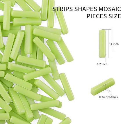 Youway Style Green Mosaic Tiles for Crafts Bulk,150g Strips Shapes Mosaic Glass Pieces for Crafts DIY Spring Mosaic Art Decor,Mosaic Kit Supplies