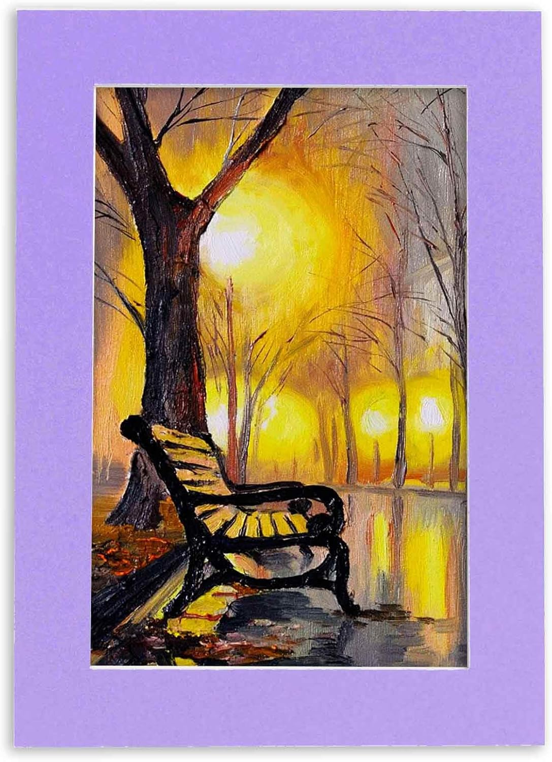 8.5x11 Mat Bevel Cut for 7x9 Photos - Acid Free Light Purple Precut Matboard With Backing Board and Crystal Clear, Self Seal Photo Mat Bag - For Pictures, Photos, Framing - 4-ply Thickness