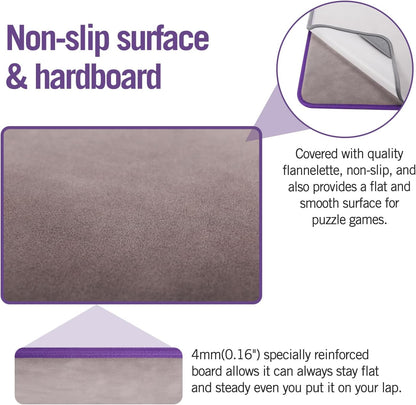 Kidoodler Jigsaw Puzzle Board with Cover & Sorting Trays | 33x22 Portable Puzzle Mat for 1000 pcs with 4 Foldable Sorting Trays | 4mm Reinforced Hardboard | Non-Slip Surface | Purple