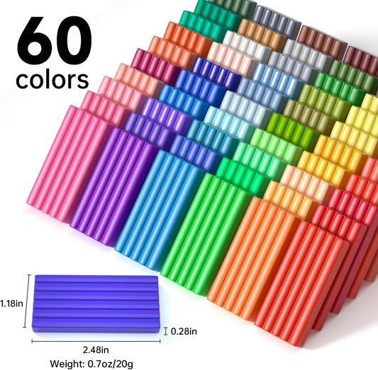 Shuttle Art Polymer Clay Kit - 60 Colors, 19 Tools, and 16 Accessories - Non-Toxic and Non-Sticky DIY Crafts for Kids and Adults