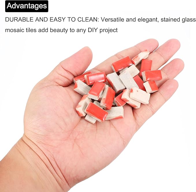 MECCANIXITY 250g Ceramic Mosaic Tiles for Crafts Bulk, Rectangle Red Ceramic Tile for Mosaic Kits Garden Stepping Stone Cup Mat